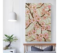 POLIUAWS Cherry Blossom Stained Glass Pattern Wall Art for Hallway And Stairs Cute Room Decor Ready to Hang Large Pictures 08x12inch(20x30cm)