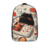 POLIUAWS Children School Backpack 3D Printed Kawaii Cat Bento Lunch Box Bookbags Rucksack Casual Travel Children's Backpacks Large Capacity Daypack for Boys Girls 17inch