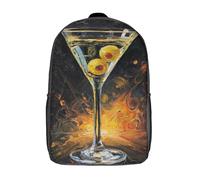 POLIUAWS Children School Backpack 3D Printed Martini Elegance Bookbags Rucksack Casual Travel Children's Backpacks Large Capacity Daypack for Boys Girls 17inch