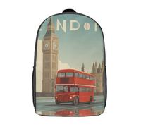 POLIUAWS Children's Backpack 3D Printed London Iconic Scene Schoolbag Student Daypack Fashion Casual Lightweight School Bags for School College Travel 17inch