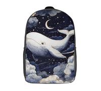 POLIUAWS Children's Backpack 3D Printed Whale in The Sky Schoolbag Student Daypack Fashion Casual Lightweight School Bags for School College Travel 17inch