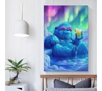 POLIUAWS Chill Bear with Drink House Decoration for Living Room for Bedroom Office Bathroom Decor Picture Canvas 20x30inch(50x75cm)