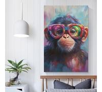 POLIUAWS Chimp in Shades -2 Custom Canvas Prints Cute Room Decor Ready to Hang Modern Art Prints 12x18inch(30x45cm)