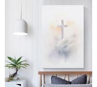 POLIUAWS Christian Cross in The Clouds Custom Canvas Wall Art, Custom Canvas Prints Personalized Canvas Picture for Family Pet Wedding Friends Holiday Birthday 12x18inch(30x45cm)
