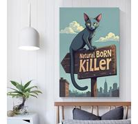 POLIUAWS City Cat on Sign - Natural Born Killer Poster Wall Art Picture Painting Poster Canvas Print Posters Artworks Room Decor Gifts from Kids 16x24inch(40x60cm)