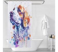 POLIUAWS Clumber Spaniel Watercolor Anti-Mould Proof Resistant Quick Drying Proof Resistant Hilarious Bath Curtain for Stalls Bathtubs 35.43x70.87Inch（90x180cm）