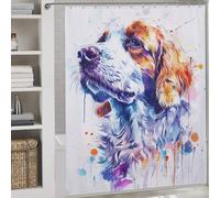 POLIUAWS Clumber Spaniel Watercolor Shower Curtains Mould Proof 100% Polyester Fabric Washable Bathroom Decor Curtains for Shower Bath Curtain Wet Room 69.69x70.87Inch（177x180cm）
