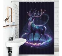 POLIUAWS Cosmic Deer Nebula 100% Polyester Fabric Washable Bath Curtains for Shower for Toile Bathroom Dorm 46.85x70.87Inch（119x180cm）