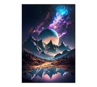 POLIUAWS Cosmic Everest Reflection DIY Diamond Art Kits Adults for Leisure Time DIY Full Round Drill Tools Kit Bead 8"x12" Diamond Painting