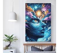POLIUAWS Cosmic Vision A Celestial Encounter Funny Bathroom Wall Art Wall Canvas Wall Decor Ready to Hang for Bathroom Toilet Decor 24x36inch(60x90cm)