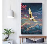 POLIUAWS Crane in Flight with Cherry Blossoms Custom Canvas Prints For Teens Game Boys Room Wall Decor Large Wall Art 12x18inch(30x45cm)