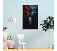 POLIUAWS Crystal Wolf Fury Bathroom Wall Art Canvas Pictures For Teens Game Boys Room Wall Decor 08x12inch(20x30cm)