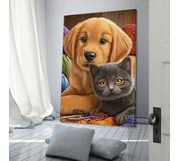 POLIUAWS Cute Puppy And Kitten Together Wall Picture Home Office Kitchen Gallery Corridor Bathroom Wall Decor Ready To Hang 20x30inch(50x75cm) Paintings for Living Room