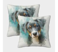 POLIUAWS Cute Puppy Portrait Pillowcase for Hair And Skin - Softer Than Silk Pillowcase, Pillow Cases 2 Pack with Envelope Closure, Gifts for Women 50x50cm