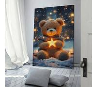POLIUAWS Cute Teddy Bear with Star Light-1 Wall Pictures Living Room for Rustic Farmhouse Bathroom Decor Wall Canvas 12x18inch(30x45cm)