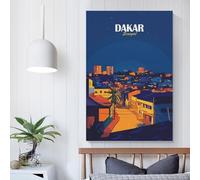 POLIUAWS Dakar, Senegal Cityscape at Night Canvas Painting Wall Art Wall Decor Ready to Hang for Bathroom Toilet Decor Wall Canvas 08x12inch(20x30cm)