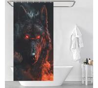 POLIUAWS Dangerous Black Wolf Bath Shower Curtains Mildew Waterproof Polyester Fabric Shower Curtains Set with 12 Hooks for Bathroom Wet Room 35.43x70.87Inch（90x180cm）