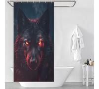 POLIUAWS Dangerous Wolf Red Eyes Washable Waterproof Cloth Fabric Decor Bath Curtains for Bathtub Shower Stall 35.43x70.87Inch（90x180cm）