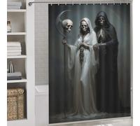 POLIUAWS Death And The Maiden, Santa Muerte Thicken Durable Polyester Modern Fabric Bathroom Decor Set for Bathtub Shower Stall 64.17x70.87Inch（163x180cm）