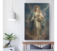 POLIUAWS Divine Mother And Child Wall Pictures Living Room for Rustic Farmhouse Bathroom Decor Large Abstract Canvas Wall Art 20x30inch(50x75cm)