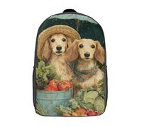 POLIUAWS Dogs in The Rain with Vegetables Children's School Backpack Fashion Casual Children's Backpacks 3D Printed School Bags Boy School Backpack Large Backpack 17inch