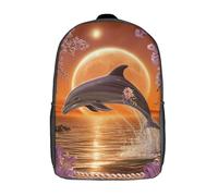 POLIUAWS Dolphin Moonlight Dance Backpacks 3D Printed Kids School Backpack School Bag Fashion Rucksacks for Boys Elementary And Middle School Students 17inch
