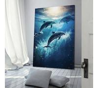 POLIUAWS Dolphin Space Animal Custom Canvas Wall Art, Custom Canvas Prints Personalized Canvas Picture for Family Pet Wedding Friends Holiday Birthday 16x24inch(40x60cm)