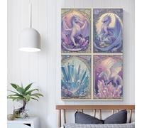 POLIUAWS Dragon & Crystal Artistry Wall Canvas Art for Bedroom for Toilet Bathroom Decor Large Canvas Wall Art for Living Room 12x18inch(30x45cm)