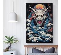 POLIUAWS Dragon Waves Illustration Poster Canvas Wall Art Poster Decorative Modern Home Print Picture Artworks Posters Art Canvas Prints 20x30inch(50x75cm)