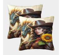 POLIUAWS Dragons Dawn Pillowcase for Hair And Skin Cute Pattern Pillow Cover Envelope Pillow Case Set of 2 Soft And Cozy Abstract Pillowcase 50x50cm