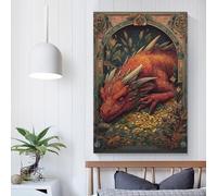 POLIUAWS Dragon's Treasure Canvas Wall Art Bedroom Wall Art for Teenage Boys Bedroom Large Abstract Canvas Wall Art 12x18inch(30x45cm)