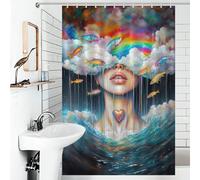 POLIUAWS Drowning in Dreams Washable Waterproof Cloth Fabric Shower Curtain with Hooks for Bathroom for Shower Bath Curtain Wet Room 46.85x70.87Inch（119x180cm）