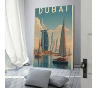 POLIUAWS Dubai Sailing Scene Wall Canvas Home Office Kitchen Gallery Corridor Bathroom Wall Decor Ready To Hang 12x18inch(30x45cm) Pictures for Bedroom Walls