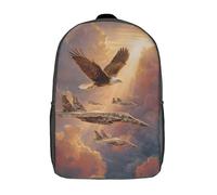 POLIUAWS Eagle And Jets Soar Together 3D Printed Kids School Bag Rucksacks Children's School Fashion Casual Back Pack High Capacity Travel Book Bags Backpack for Kids 17inch