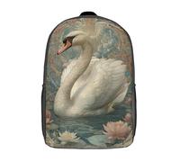 POLIUAWS Elegant Swan Artwork School Backpack 3D Printed Children's Backpacks Bag Bookbag for Kids Boy Girl Book Bags Kids School Bag Travel Rucksacks 17inch