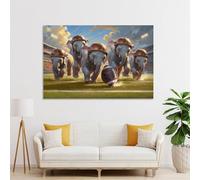 POLIUAWS Elephant Calves Old School Football Wall Art for Bedroom for Home Living Room Bedroom Decor Artwork Canvas Art 20x30inch(50x75cm)