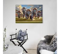 POLIUAWS Elephant Calves Old School Football Wall Pictures for Living Room Bedroom Living Wall 12x18inch(30x45cm)