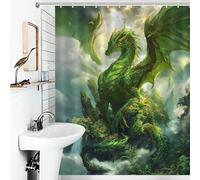 POLIUAWS Emerald Dragon Sovereign Bath Shower Curtains Mildew Thicken Durable Polyester Bathroom Curtains Modern Art for Shower Bath Curtain Wet Room 56.30x70.87Inch（143x180cm）