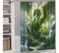 POLIUAWS Emerald Dragon Sovereign Waterproof Polyester Fabric Modern Fabric Bathroom Decor Set for Bathroom Wet Room 64.17x70.87Inch（163x180cm）