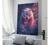 POLIUAWS Enchanted Bear in Snow Custom Canvas Prints Cute Room Decor Ready to Hang Modern Art Prints 20x30inch(50x75cm)