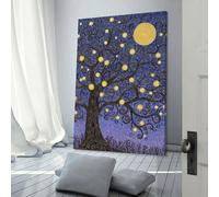 POLIUAWS Enchanted Forest Moonlit Night Wall Canvas Art for Bedroom for Rustic Bath Decor Wall Canvas 08x12inch(20x30cm)