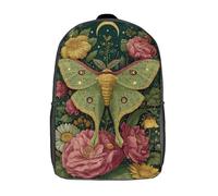 POLIUAWS Enchanted Garden Moth Art Print School Bag 3D Printed Children's School Backpack Casual Fashion Travel Backpacks for Kids School Students 17inch