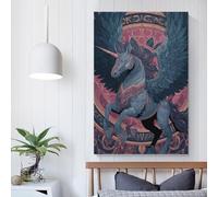 POLIUAWS Enchanted Winged Unicorn Art Work for Home Walls for Gifts Bathroom Home Kitchen Office Decor Modern Wall Art 12x18inch(30x45cm)