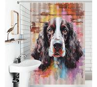 POLIUAWS English Springer Spaniel Modern Fabric Bathroom Decor Set with Hooks Waterproof Fabric Shower Curtain Anti Mould for Bathroom Wet Room 46.85x70.87Inch（119x180cm）