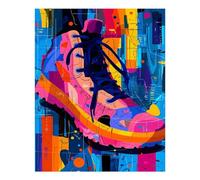 POLIUAWS Expressionist Geometry Sneaker - Vibrant Abstract Street Art Diamond Painting 5D DIY Crystal Art with Diamonds Gem Art Diamond Art Kits Adults for Adults Beginner 16"x20"