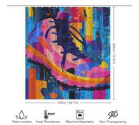 POLIUAWS Expressionist Geometry Sneaker - Vibrant Abstract Street Art Thicken Durable Polyester Modern Fabric Bathroom Decor Set for Bathtub Shower Stall 64.17x70.87Inch（163x180cm）