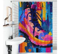 POLIUAWS Expressionist Geometry Sneaker - Vibrant Abstract Street Art Thicken Durable Polyester Modern Fabric Bathroom Decor Set for Bathtub Shower Stall 46.85x70.87Inch（119x180cm）