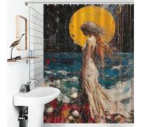 POLIUAWS Expressionist The Birth of Venus - Bold Contemporary Art Reinterpretation Daily Household Stylish Washable Bathroom Decor Curtains for Stalls Bathtubs 53.54x70.87Inch（136x180cm）