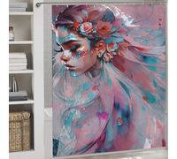 POLIUAWS Fae Flower Child Washable Waterproof Cloth Fabric Shower Curtains Set with 12 Hooks for Shower Bath Curtain Wet Room 69.69x70.87Inch（177x180cm）