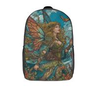 POLIUAWS Fairy of The Forest School Backpack for Girls Backpack Water Repellent Casual Daypack Lightweight Rucksack Boy Girl School Backpack for Middle School Students 17inch